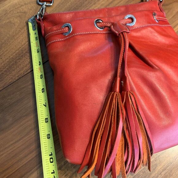 Roots purse, handbag, crossbody, messenger, real leather, red, lined - Picture 6 of 15